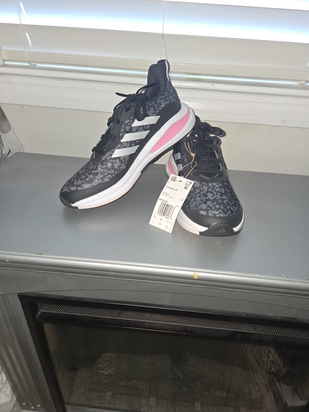 Adidas Big Kids  Black & Pink Running Shoes
